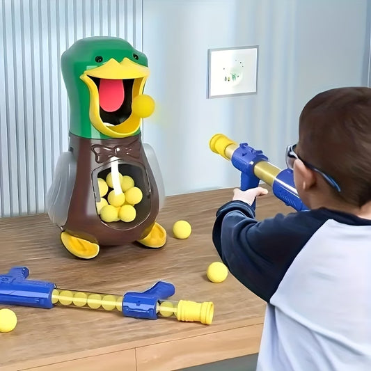 Hunger Duck Feeding Game Set (Includes 12 Sponge Balls And a Air Gun) - Indoor And Outdoor Shooting Toy That Enhances Parent- Interaction