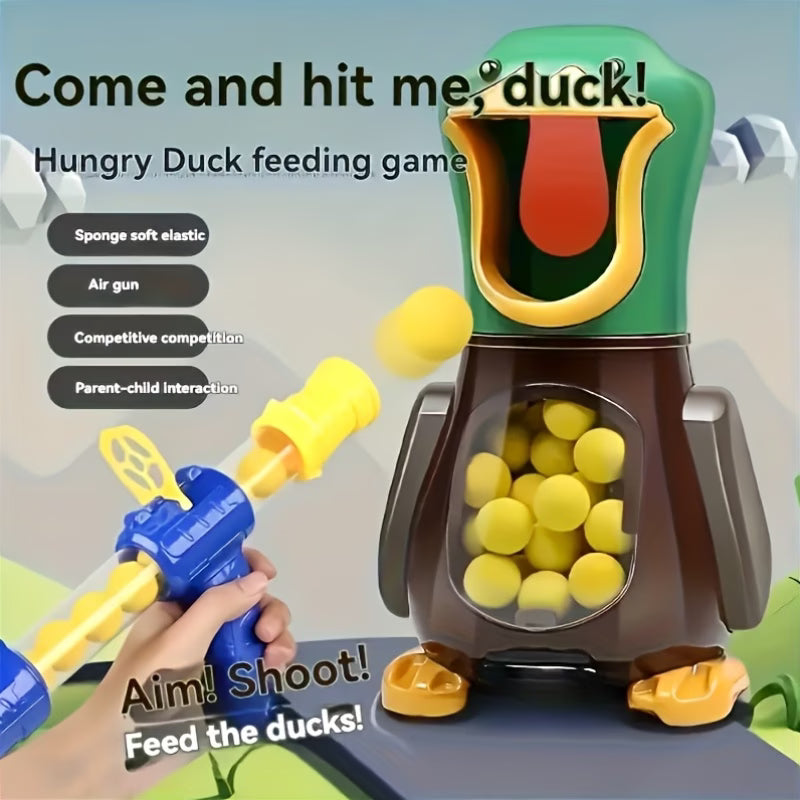Hunger Duck Feeding Game Set (Includes 12 Sponge Balls And a Air Gun) - Indoor And Outdoor Shooting Toy That Enhances Parent- Interaction