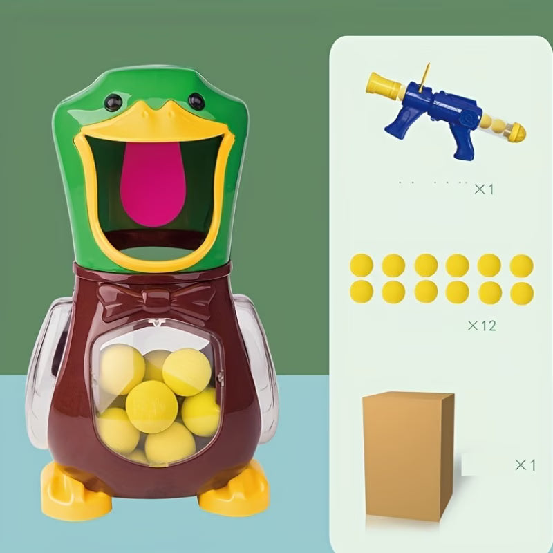 Hunger Duck Feeding Game Set (Includes 12 Sponge Balls And a Air Gun) - Indoor And Outdoor Shooting Toy That Enhances Parent- Interaction