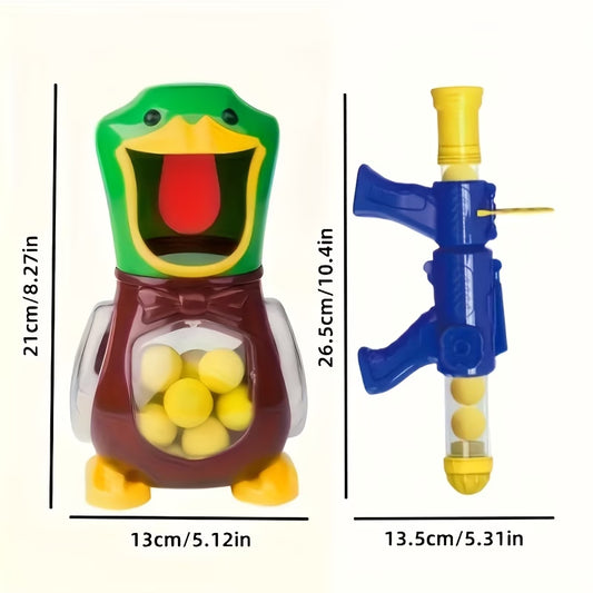 Hunger Duck Feeding Game Set (Includes 12 Sponge Balls And a Air Gun) - Indoor And Outdoor Shooting Toy That Enhances Parent- Interaction