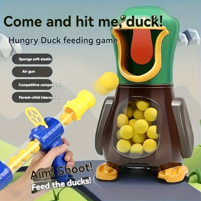 Hunger Duck Feeding Game Set (Includes 12 Sponge Balls And a Air Gun) - Indoor And Outdoor Shooting Toy That Enhances Parent- Interaction