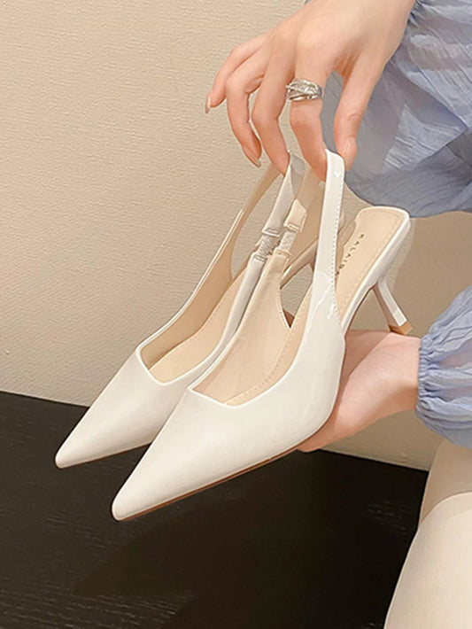 Women's pointed-toe stiletto ankle-strap heels, perfect for parties, outdoor activities, and the workplace. Closed-toe design. (Sizes run one size small.)