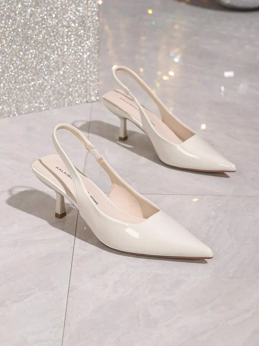 Women's pointed-toe stiletto ankle-strap heels, perfect for parties, outdoor activities, and the workplace. Closed-toe design. (Sizes run one size small.)