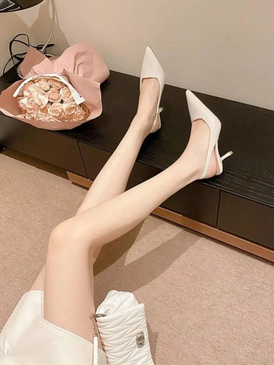 Women's pointed-toe stiletto ankle-strap heels, perfect for parties, outdoor activities, and the workplace. Closed-toe design. (Sizes run one size small.)