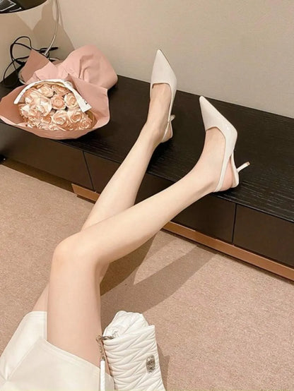 Women's pointed-toe stiletto ankle-strap heels, perfect for parties, outdoor activities, and the workplace. Closed-toe design. (Sizes run one size small.)